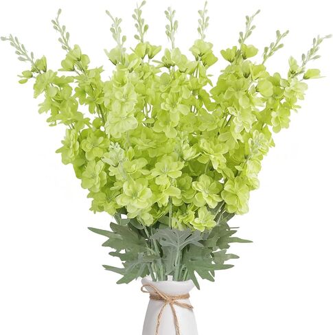 16Pcs White Delphinium Artificial Flowers 33.5'' Long Stem Silk Larkspur Flowers Bulk Faux Silk Flowers for Tall Vase Wedding Table Centerpieces Home Garden Outdoor Decor（White） in Saudi Arabia