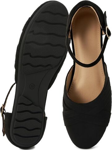 Womens Flats Dressy Comfort: Suede & Soft Lining for Office All-Day Wear - Cushioned Insole & Adjustable Strap for Effortless in Commute - Working Women Ages 22-45 in Saudi Arabia