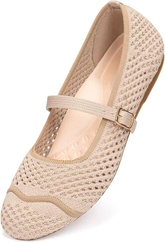 Frank Mully Women's Mesh Mary Jane Flats Round Toe Slip-On Breathable Knitted Comfort Shoes for Daily Walking Work in Saudi Arabia