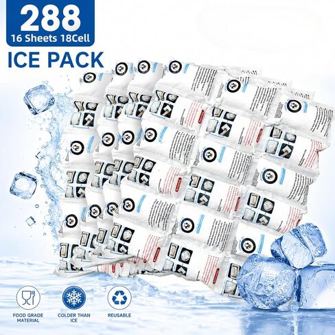 Ice Packs for Shipping, Long Lasting Dry Ice Packs for Coolers, Reusable Dry ice Shipping Kit, 24+ Hour Freeze Power Pack, Keep Food Frozen While Travelling, 3x6 Cell Pack Bulk 16 Sheets, 288Cells in Saudi Arabia