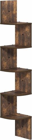 Furinno Rossi Floating Book Shelves for Wall, 5-Tier Zigzag Corner Shelf Wall Mounted, Radial Corner Floating Shelf, for Living Room, Bedroom, Bathroom, Home Office, Amber Pine in Kuwait