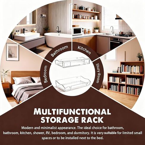 Floating Shelves for Wall, Acrylic Shelves Wall Mounted with Rack,Clear Shelves No Drill in Kitchen,Living Room, Bedroom, Storage and Bathroom Wall Organizer (2) in Saudi Arabia