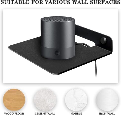 Small Black Metal Wall Shelf with EVA Pad,6.1×5.1 in Floating Wall Shelf for Bluetooth Speaker Display,Webcam,Cell Phones,Mesh Router,Figurines–Wall Mount Shelf for Bedroom,Living Room,Office in Kuwait