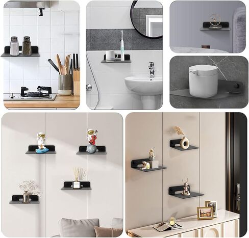 Small Black Metal Wall Shelf with EVA Pad,6.1×5.1 in Floating Wall Shelf for Bluetooth Speaker Display,Webcam,Cell Phones,Mesh Router,Figurines–Wall Mount Shelf for Bedroom,Living Room,Office in Kuwait