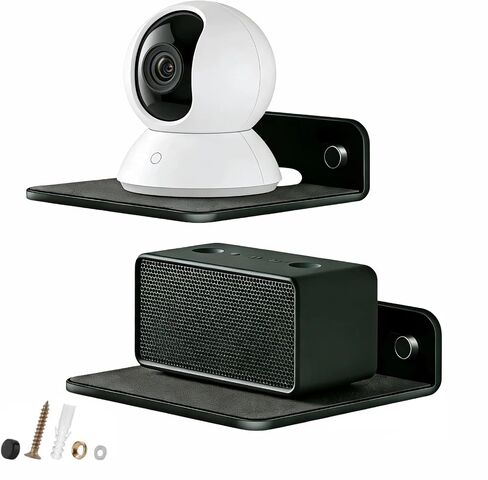 Small Black Metal Wall Shelf with EVA Pad,6.1×5.1 in Floating Wall Shelf for Bluetooth Speaker Display,Webcam,Cell Phones,Mesh Router,Figurines–Wall Mount Shelf for Bedroom,Living Room,Office in Kuwait