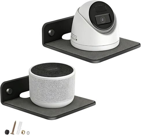 Small Black Metal Wall Shelf with EVA Pad,6.1×5.1 in Floating Wall Shelf for Bluetooth Speaker Display,Webcam,Cell Phones,Mesh Router,Figurines–Wall Mount Shelf for Bedroom,Living Room,Office in Kuwait