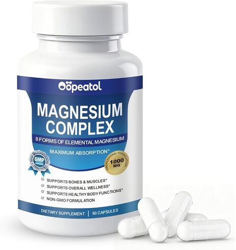 8 in 1 Magnesium Complex 1000mg for Women and Men - Highly Absorbable Magnesium Supplement Supports Muscle Relaxation Sleep & Energy | NSF Certified, GMP, Gluten Free, Vegan in Saudi Arabia