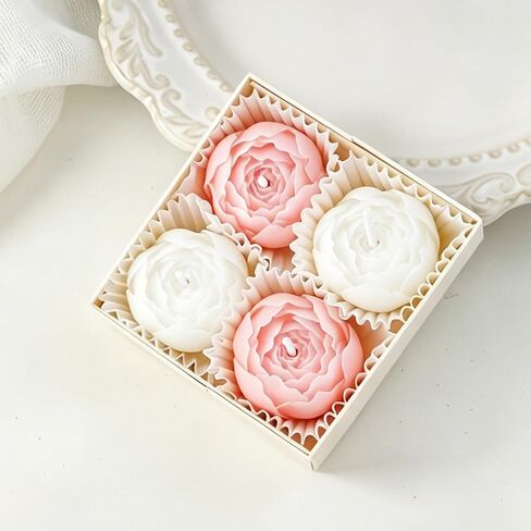 6-Pack Flower Candles Set, Rose Peony Shaped Scented Floral Candle Handmade Aromatherapy Gifts for Mother Wedding Home Decor (Pink & Rose Red) in Saudi Arabia