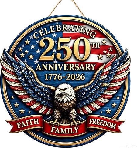 250th Anniversary USA Decoration Wooden Eagle Door Sign 250 Years Of Freedom Wreath For Front Door Wall Signs Decor For 4th Of July Home Decor Outdoor Indoor Party Supply 250 Anniversary USA Merchandise (250-door-sign1) in Saudi Arabia