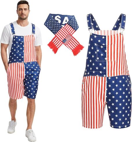 GYQMBT Unisex American Flag Overalls,4th of July Outfit Romper Bib Shorts,Jumpsuits Coveralls in Saudi Arabia