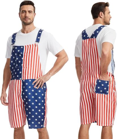 GYQMBT Unisex American Flag Overalls,4th of July Outfit Romper Bib Shorts,Jumpsuits Coveralls in Saudi Arabia