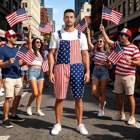 GYQMBT Unisex American Flag Overalls,4th of July Outfit Romper Bib Shorts,Jumpsuits Coveralls in Saudi Arabia