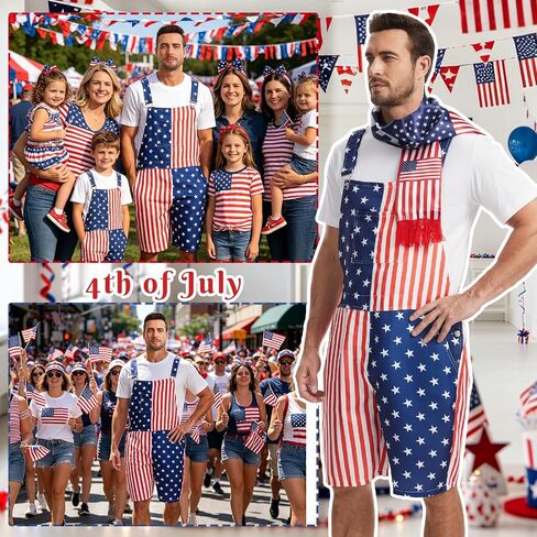 GYQMBT Unisex American Flag Overalls,4th of July Outfit Romper Bib Shorts,Jumpsuits Coveralls in Saudi Arabia