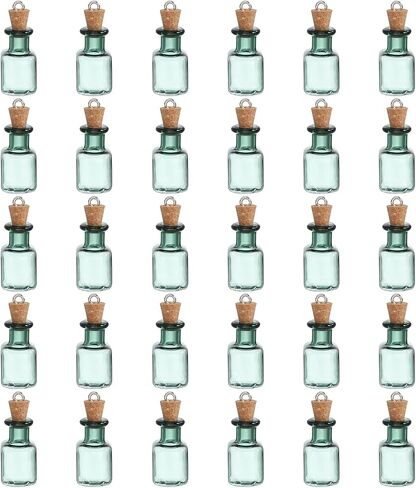 HARFINGTON 30 Pcs Mini Glass Bottles Jars, Heart Small Cute Glass Jars Vials Pendants Small Vials Wishing Bottle with Cork Stoppers and Eye Screws for DIY Crafts Wedding Favors, Pink in Kuwait
