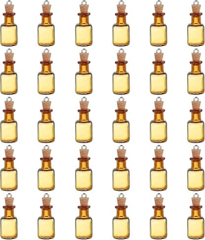 HARFINGTON 30 Pcs Mini Glass Bottles Jars, Heart Small Cute Glass Jars Vials Pendants Small Vials Wishing Bottle with Cork Stoppers and Eye Screws for DIY Crafts Wedding Favors, Pink in Kuwait