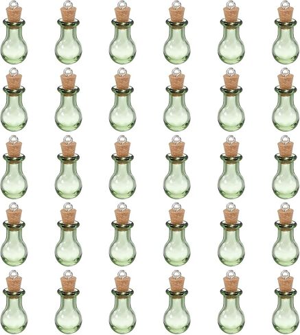 HARFINGTON 30 Pcs Mini Glass Bottles Jars, Heart Small Cute Glass Jars Vials Pendants Small Vials Wishing Bottle with Cork Stoppers and Eye Screws for DIY Crafts Wedding Favors, Pink in Kuwait