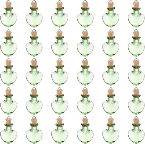 HARFINGTON 30 Pcs Mini Glass Bottles Jars, Heart Small Cute Glass Jars Vials Pendants Small Vials Wishing Bottle with Cork Stoppers and Eye Screws for DIY Crafts Wedding Favors, Pink in Kuwait