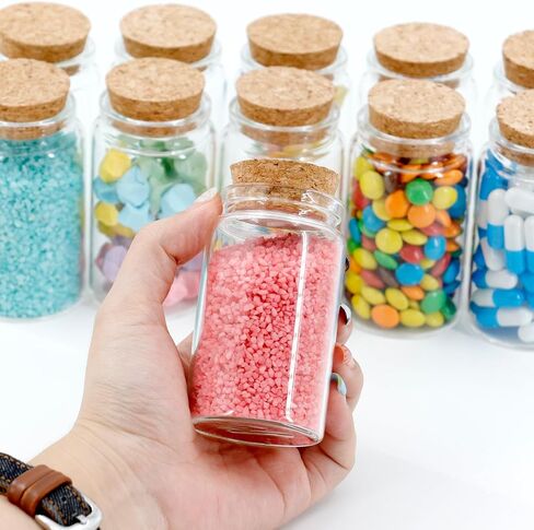12 Pcs 100ml Mini Glass Bottles, Small Glass Jars with Cork Stoppers Lids, Empty Spell Jars Miniature Potion Bottles Message Wishing Bottle for Wedding Party Favours DIY Crafts Decoration in Saudi Arabia