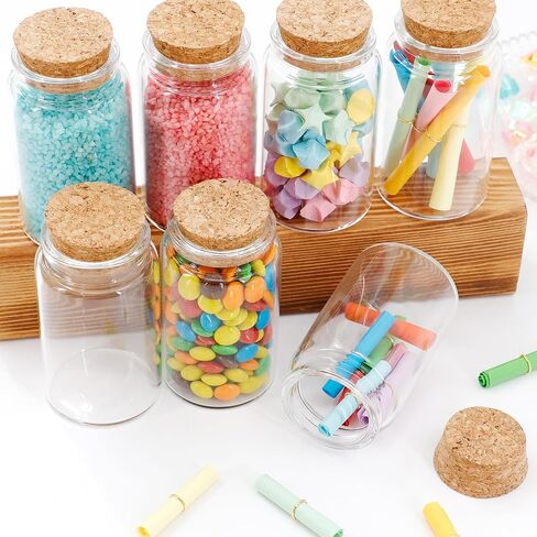 12 Pcs 100ml Mini Glass Bottles, Small Glass Jars with Cork Stoppers Lids, Empty Spell Jars Miniature Potion Bottles Message Wishing Bottle for Wedding Party Favours DIY Crafts Decoration in Saudi Arabia