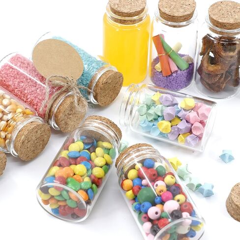 12 Pcs 100ml Mini Glass Bottles, Small Glass Jars with Cork Stoppers Lids, Empty Spell Jars Miniature Potion Bottles Message Wishing Bottle for Wedding Party Favours DIY Crafts Decoration in Saudi Arabia