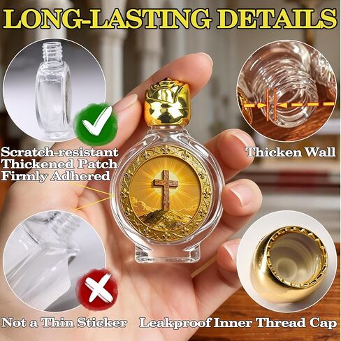 5-Pack Glass Holy Water Bottles Catholic Bulk, Full-Color Sacred Icon Printed 0.5 oz Leak Resistant Empty Catholic Containers for Church, Baptism, Home Altar in Saudi Arabia