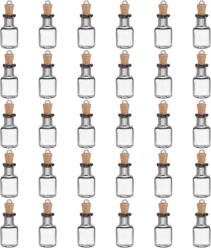 HARFINGTON 30 Pcs Mini Glass Bottles Jars, Heart Small Cute Glass Jars Vials Pendants Small Vials Wishing Bottle with Cork Stoppers and Eye Screws for DIY Crafts Wedding Favors, Pink in Kuwait