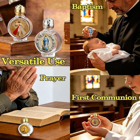 5-Pack Glass Holy Water Bottles Catholic Bulk, Full-Color Sacred Icon Printed 0.5 oz Leak Resistant Empty Catholic Containers for Church, Baptism, Home Altar in Saudi Arabia