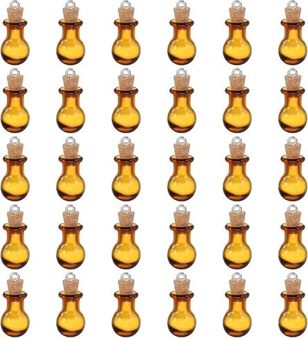 HARFINGTON 30 Pcs Mini Glass Bottles Jars, Heart Small Cute Glass Jars Vials Pendants Small Vials Wishing Bottle with Cork Stoppers and Eye Screws for DIY Crafts Wedding Favors, Pink in Kuwait