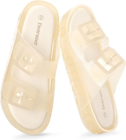 Pool Slides for Women Non-Slip Quick Dry Beach Sandals Adjustable Double Buckle Slip On Slide Sandals for Casual Summer Travel,Vacation in Saudi Arabia