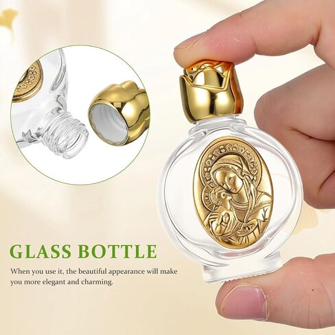 Veemoon 2Pcs Embossed Holy Water Bottles Small Glass Portable Containers for Communion Blessings Travel Use Decorative Religious in Kuwait