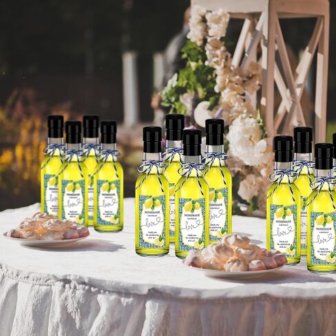 Reallnaive 30 Sets 5 oz Mini Limoncello Glass Bottles with Italian Lemon Stickers Lids and Funnel Capri Lemon Party Favors for Homemade Brewing Beverages Amalfi Coast Wedding Holiday DIY Craft in Saudi Arabia