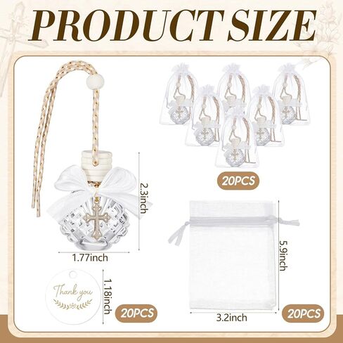 Chunful 20 Set Holy Water Bottles Baptism Party Favor with Cross Plastic Drip Tube Cork Stopper String and Bags for Christian Church Baptism First Communion Jerusalem Wedding Graduation Gift in Kuwait