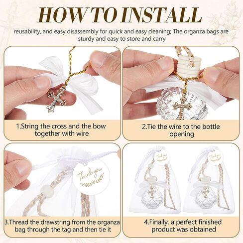 Chunful 20 Set Holy Water Bottles Baptism Party Favor with Cross Plastic Drip Tube Cork Stopper String and Bags for Christian Church Baptism First Communion Jerusalem Wedding Graduation Gift in Kuwait