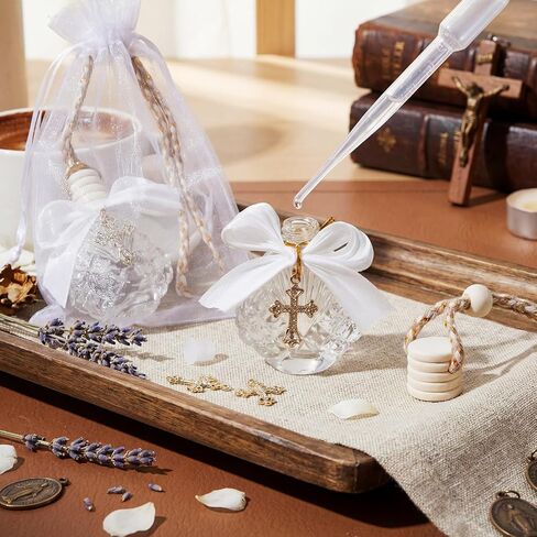 Chunful 20 Set Holy Water Bottles Baptism Party Favor with Cross Plastic Drip Tube Cork Stopper String and Bags for Christian Church Baptism First Communion Jerusalem Wedding Graduation Gift in Kuwait