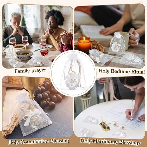 Chunful 20 Set Holy Water Bottles Baptism Party Favor with Cross Plastic Drip Tube Cork Stopper String and Bags for Christian Church Baptism First Communion Jerusalem Wedding Graduation Gift in Kuwait