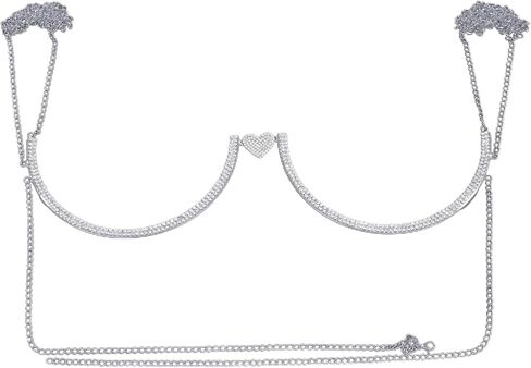 Rhinestone Bra Chain Body Jewelry, Crystal Chest Bracket for Women, Adjustable Underwear Accessory for Party Beach in Saudi Arabia