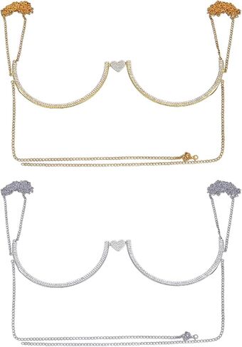 Rhinestone Bra Chain Body Jewelry, Crystal Chest Bracket for Women, Adjustable Underwear Accessory for Party Beach in Saudi Arabia