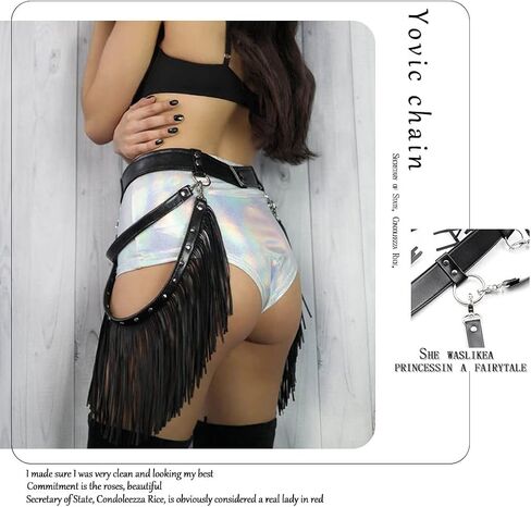 Punk Leather Body Chain Sexy Tassel Waist Chain Body Harness Belly Chains Rave Nightclub Party Body Accessories for Women and Girls (Black-4) in Saudi Arabia