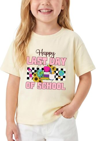 Toddler Last Day of School T-Shirt Kids Happy Last Day of School Shirt Funny Short Sleeve Tee Boys Girls Cotton 2-8T in Kuwait