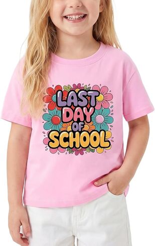 Last Day of School T-Shirt for Kids Toddler Funny Short Sleeve Tee Girls Boys Cotton 2T-8T in Kuwait