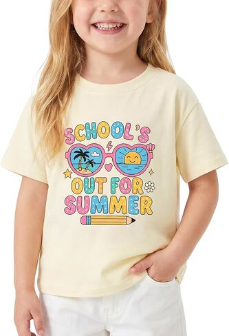 Last Day of School T-Shirt for Kids Toddler Funny Short Sleeve Tee Girls Boys Cotton 2T-8T in Saudi Arabia