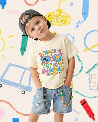 Last Day of School T-Shirt for Kids Toddler Funny Short Sleeve Tee Girls Boys Cotton 2T-8T in Saudi Arabia