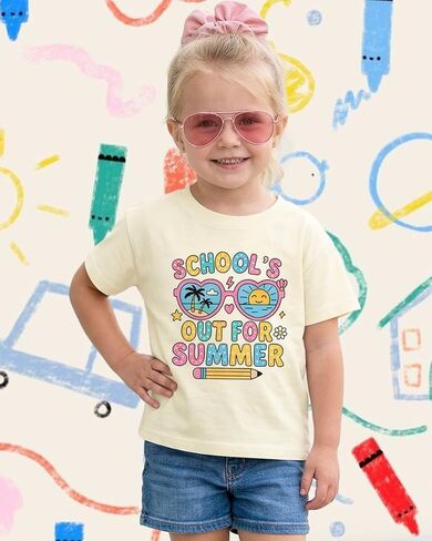 Last Day of School T-Shirt for Kids Toddler Funny Short Sleeve Tee Girls Boys Cotton 2T-8T in Saudi Arabia