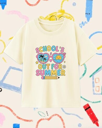Last Day of School T-Shirt for Kids Toddler Funny Short Sleeve Tee Girls Boys Cotton 2T-8T in Saudi Arabia