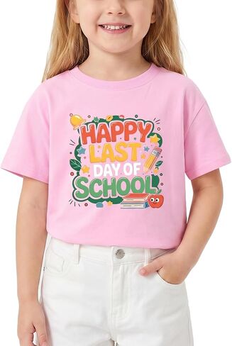 Last Day of School T-Shirt for Kids Toddler Funny Short Sleeve Tee Girls Boys Cotton 2T-8T in Saudi Arabia