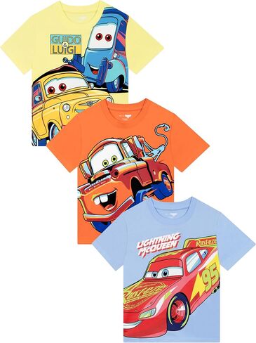 Disney Shirts for Kids, Lightning McQueen T Shirt Pack of 3, Boys Cars T Shirt, Multicolor 5 in Kuwait