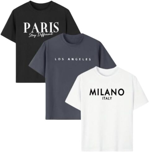 3-Pack Girls Short Sleeve Graphic Tees, Printed Crew Neck T-Shirts for Kids 8–14 in Kuwait
