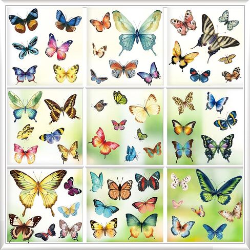 Traplace Spring Window Clings - Spring Decorations Watercolor Flower, Butterfly, Hummingbirds Window Clings Reusable Removable for Glass Windows Living Room Nursery Room Home in Saudi Arabia