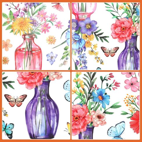 Potted Flower Window Sticker, Large Double Sided Spring Summer Flowers Window Clings Pre Cut Floral in Jars WindowStickers with Butterflies Wildflower Grass Decals for Home Door Office Decor in Saudi Arabia