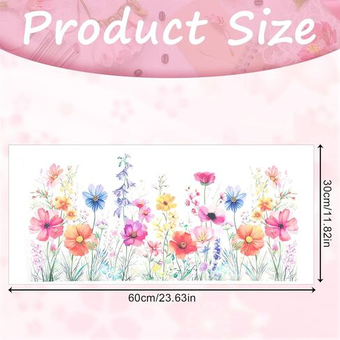Flower Garden Window Stickers, Flower Window Clings for Glass Wildflower Grass Door Decals Lily Peony Poppy Floral Film or Glass Windows Cut Freely Floral Windows Stickers for Home Office Decor in Kuwait